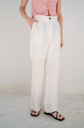 Tailored High-Waisted Linen Pants with Straight-Leg Silhouette